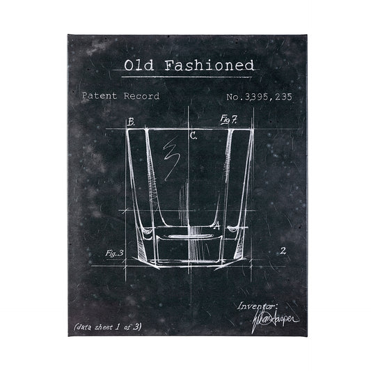 HLHF Barware Blueprint Wall Art - Old Fashioned Wall Art Furniture Store Burlington Ontario Near Me