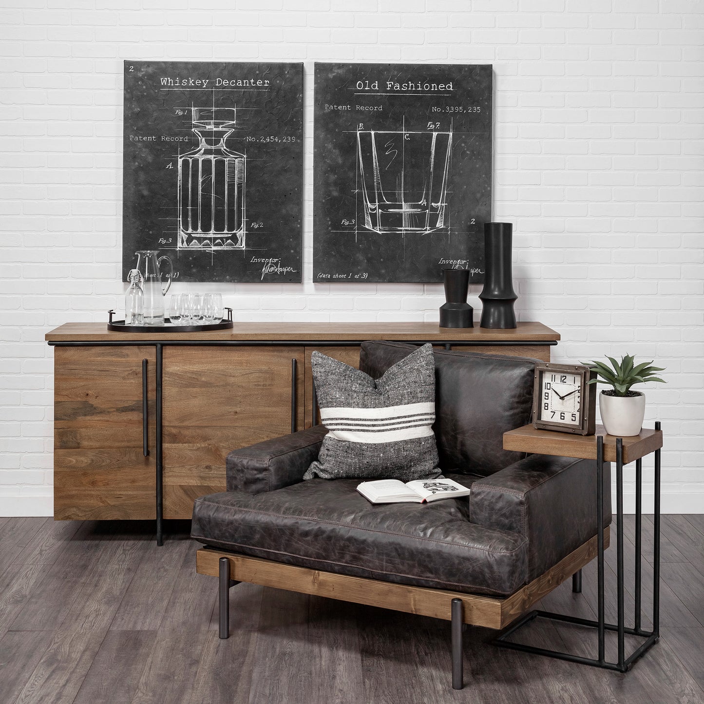 HLHF Barware Blueprint Wall Art - Old Fashioned Wall Art Furniture Store Burlington Ontario Near Me