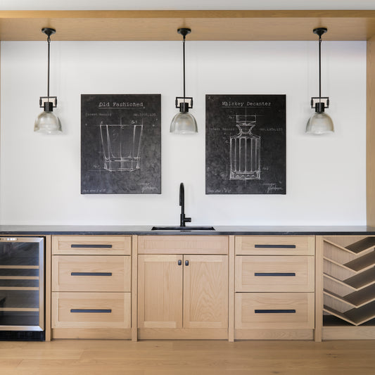 HLHF Barware Blueprint Wall Art - Old Fashioned Wall Art Furniture Store Burlington Ontario Near Me