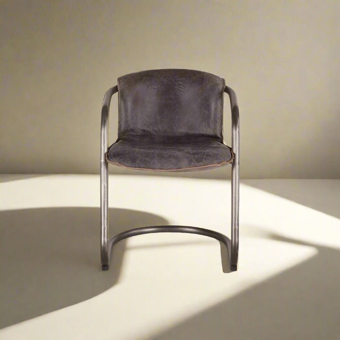 HLHF Normandy Leather Dining Chair - Ebony & Whiskey Dining Furniture Store Burlington Ontario Near Me