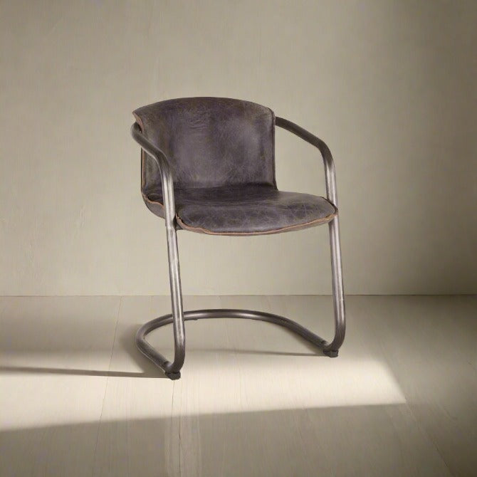 HLHF Normandy Leather Dining Chair - Ebony & Whiskey Dining Furniture Store Burlington Ontario Near Me