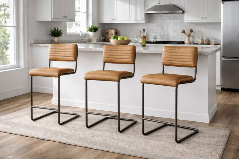 Dover Leather Stool - Whiskey Furniture Burlington ON TW Studio