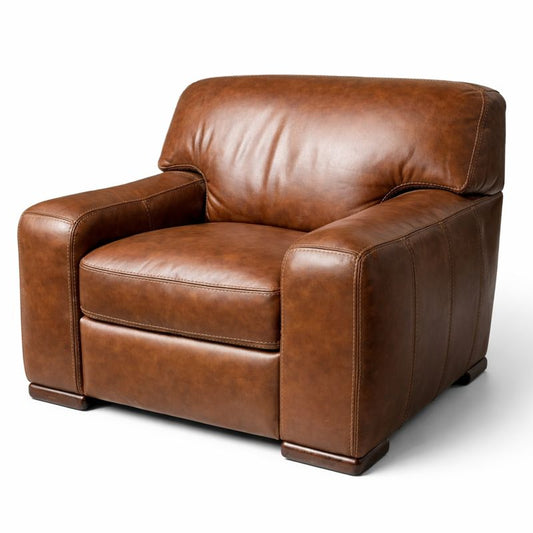 HLHF Pecan Leather Chair - Floor Model Accent Chairs, Living, Sale Furniture Store Burlington Ontario Near Me