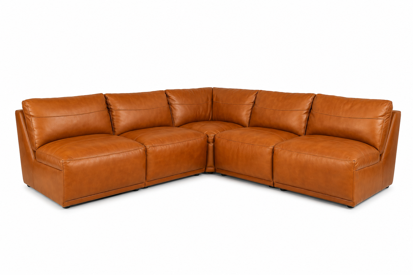 Berlin Saddle Leather 5 PC Sectional