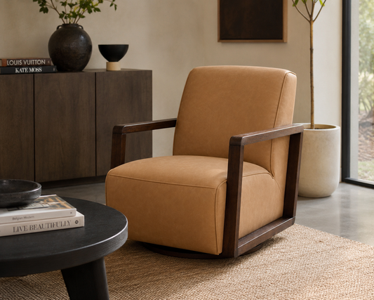 Turner Coated Fabric Swivel Chair - Maelle Butternut
