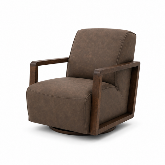 Turner Coated Fabric Swivel Chair - Brown