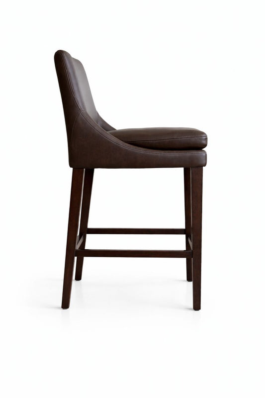 HLHF Coated Fabric Stationary Stool - Charcoal & Brown Stools & Bars Furniture Store Burlington Ontario Near Me