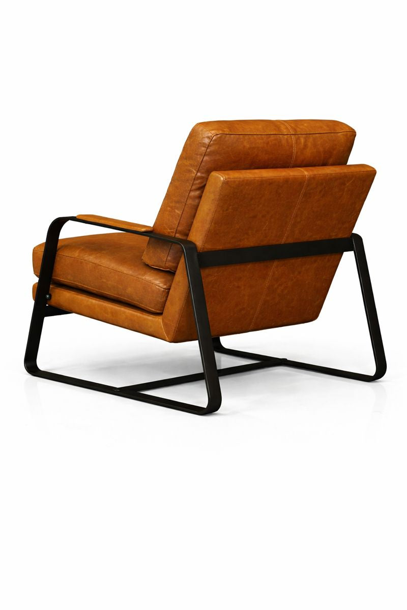 HLHF Tinny Leather Accent Chair - Deep Tan - Floor Model Accent Chairs, Living Furniture Store Burlington Ontario Near Me