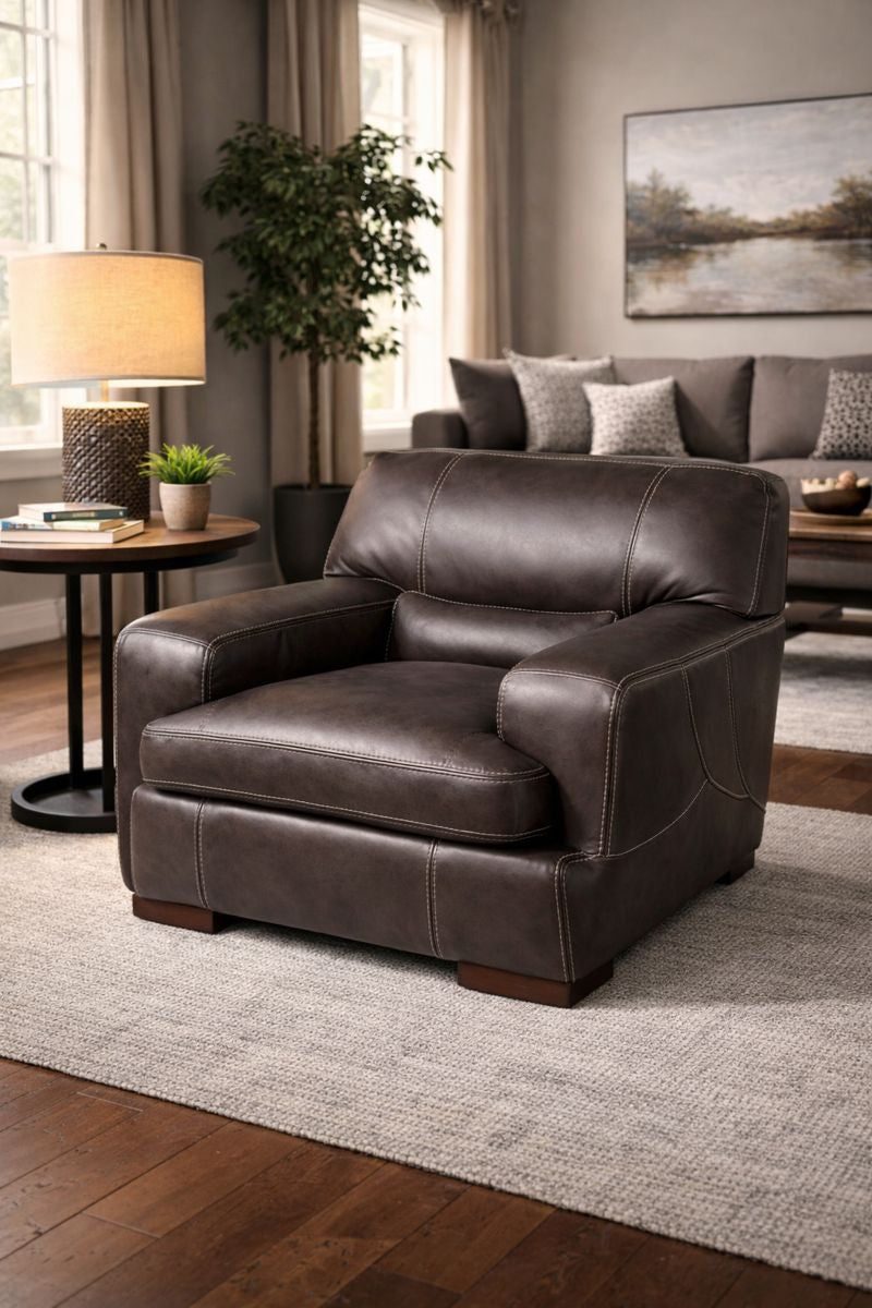 HLHF Steel Leather Chair - Floor Model Accent Chairs, Living, Sale Furniture Store Burlington Ontario Near Me