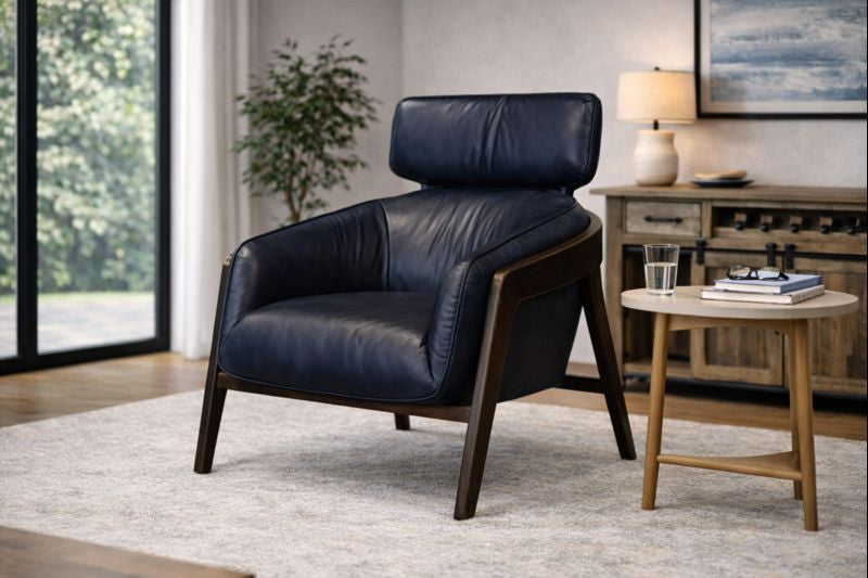 A993-1(2A) Leather Accent Chair - Navy Burlington K Home – HLHF