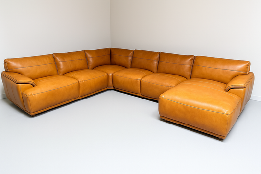 HLHF Berlin Saddle Leather Sectional Living, New Arrivals Furniture Store Burlington Ontario Near Me