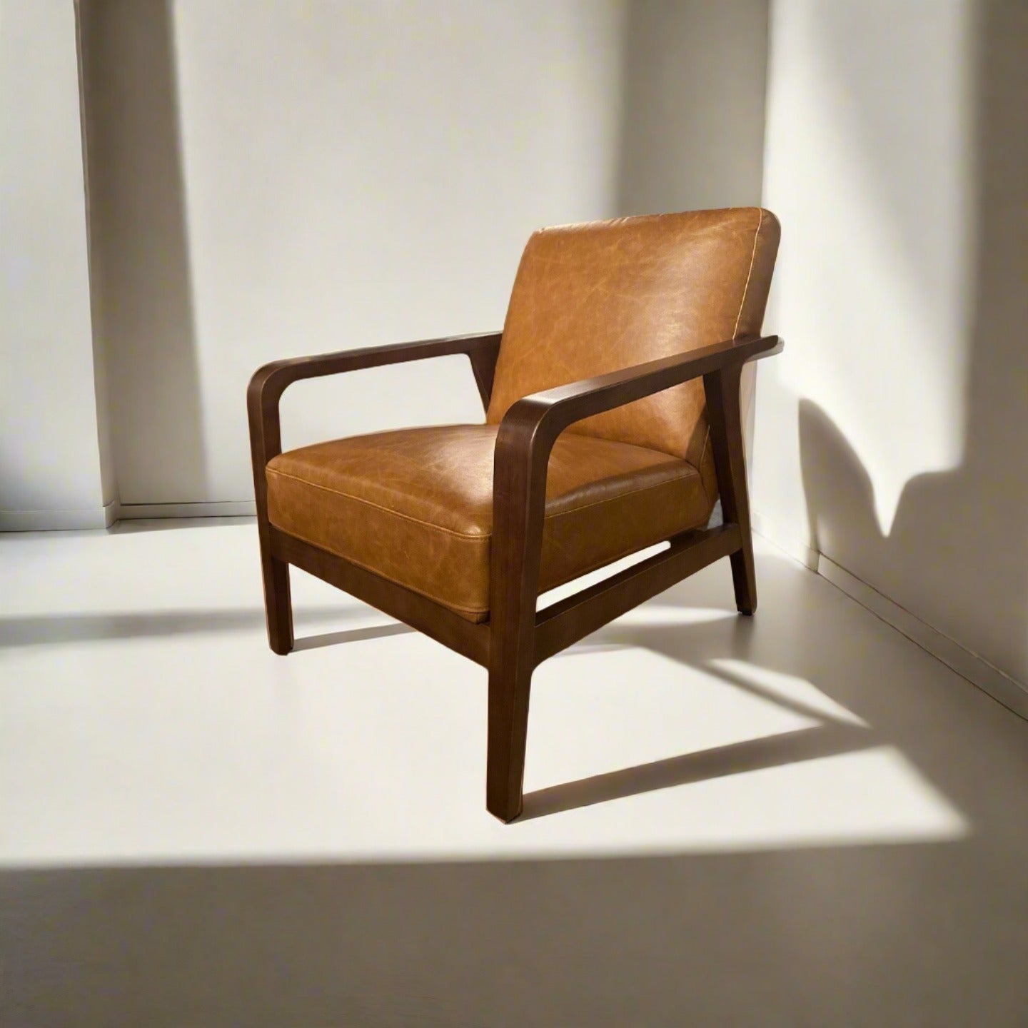 HLHF Edge Leather Accent Chair - Cognac - FLOOR MODEL Accent Chairs, Living Furniture Store Burlington Ontario Near Me