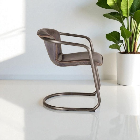 HLHF Normandy Leather Dining Chair - Ebony & Whiskey Dining Furniture Store Burlington Ontario Near Me