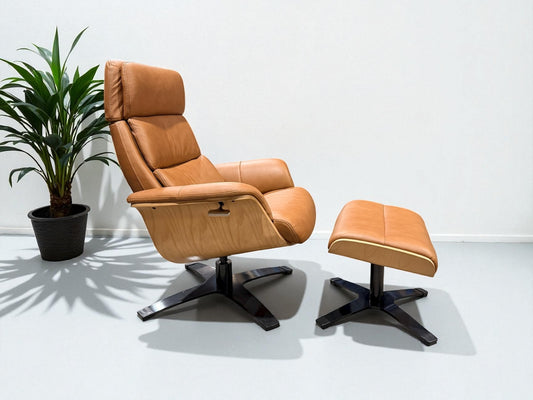 HLHF Vault Leather Lounge Accent Chair & Ottoman Accent Chairs Furniture Store Burlington Ontario Near Me