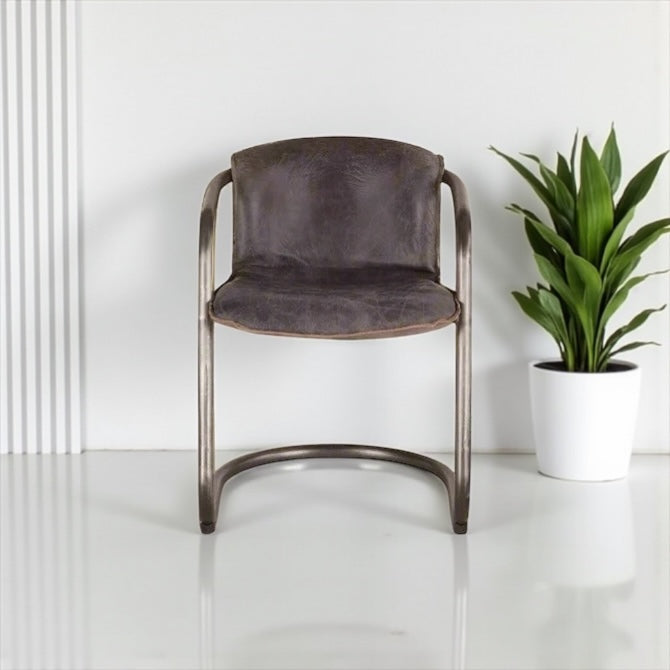HLHF Normandy Leather Dining Chair - Ebony & Whiskey Dining Furniture Store Burlington Ontario Near Me