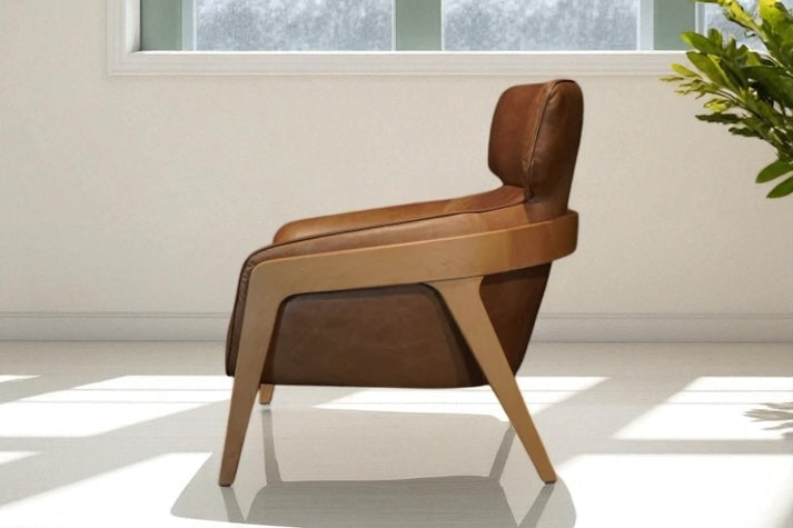 HLHF A993 Bend Leather Accent Chair - Whiskey Accent Chairs, Living Furniture Store Burlington Ontario Near Me