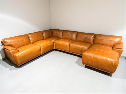 HLHF Berlin Saddle Leather Sectional Living, New Arrivals Furniture Store Burlington Ontario Near Me