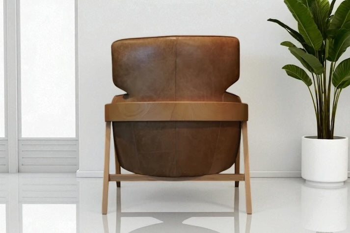 HLHF A993 Bend Leather Accent Chair - Whiskey Accent Chairs, Living Furniture Store Burlington Ontario Near Me