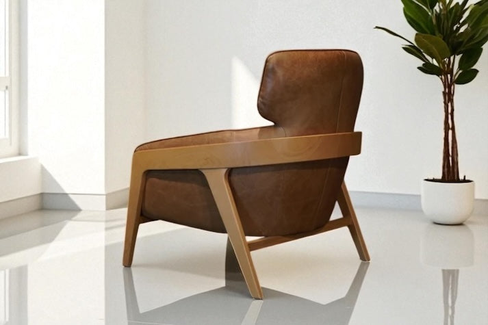HLHF A993 Bend Leather Accent Chair - Whiskey Accent Chairs, Living Furniture Store Burlington Ontario Near Me