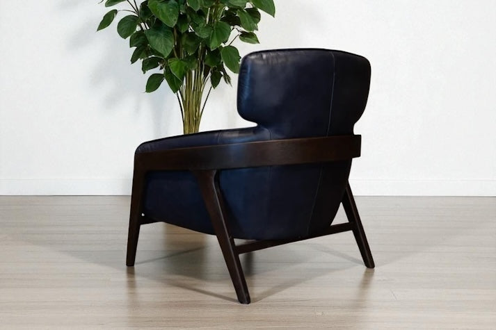 HLHF A993 Bend Leather Accent Chair - Navy Accent Chairs, Living Furniture Store Burlington Ontario Near Me