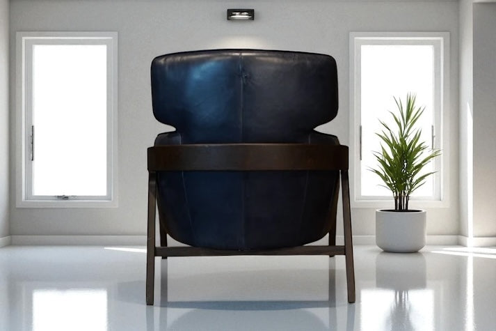 HLHF A993 Bend Leather Accent Chair - Navy Accent Chairs, Living Furniture Store Burlington Ontario Near Me