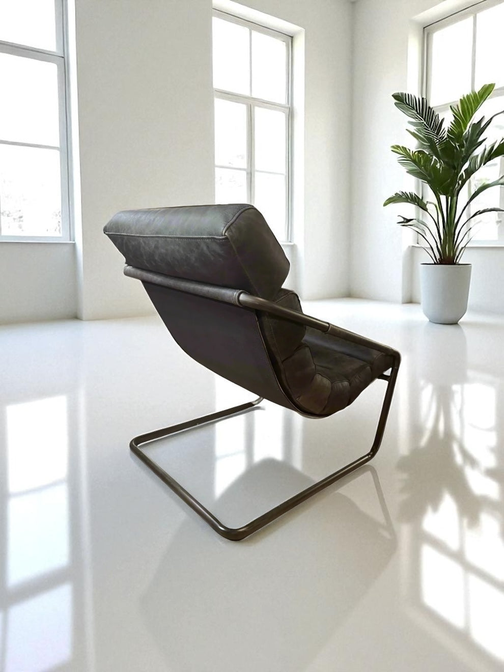 HLHF Bella Leather Sling Chair - Ebony & Whiskey Accent Chairs Furniture Store Burlington Ontario Near Me