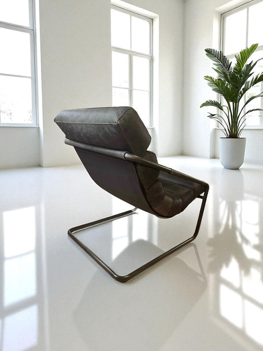 HLHF Bella Leather Sling Chair - Ebony & Whiskey Accent Chairs Furniture Store Burlington Ontario Near Me