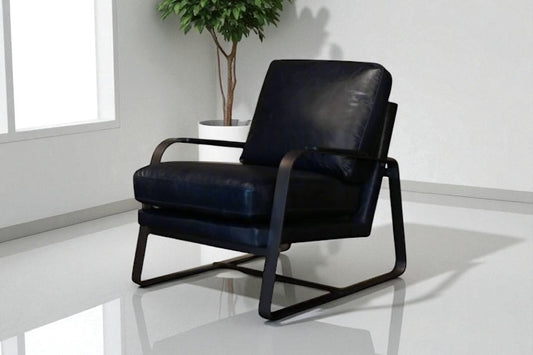 HLHF Tinny Leather Accent Chair - Navy Accent Chairs, Living Furniture Store Burlington Ontario Near Me