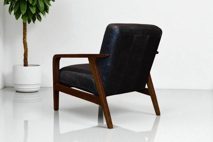 HLHF A1067 Edge Leather Accent Chair - Charcoal Accent Chairs, Living Furniture Store Burlington Ontario Near Me