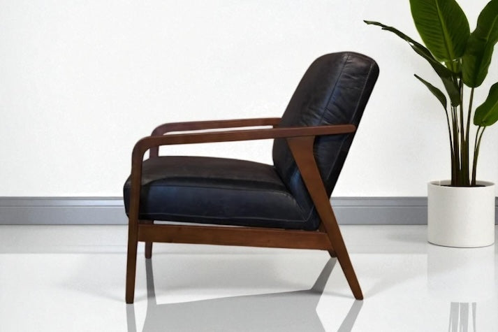 HLHF A1067 Edge Leather Accent Chair - Charcoal Accent Chairs, Living Furniture Store Burlington Ontario Near Me