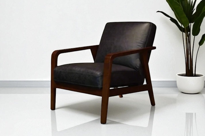 HLHF A1067 Edge Leather Accent Chair - Charcoal Accent Chairs, Living Furniture Store Burlington Ontario Near Me