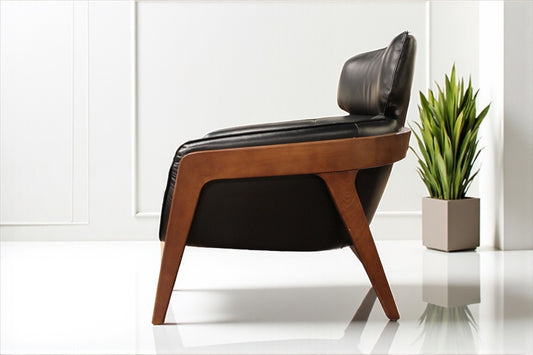 HLHF A993 Bend Leather Accent Chair - Black Accent Chairs, Living Furniture Store Burlington Ontario Near Me