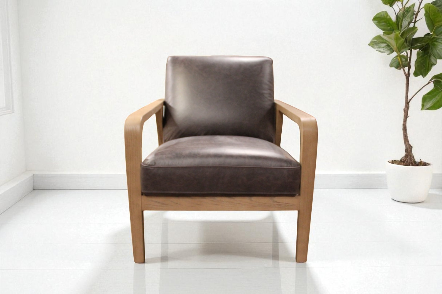 HLHF A1067 Edge Leather Accent Chair - Charcoal Accent Chairs, Living Furniture Store Burlington Ontario Near Me