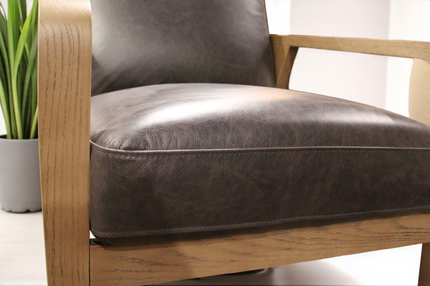 HLHF A1067 Edge Leather Accent Chair - Charcoal Accent Chairs, Living Furniture Store Burlington Ontario Near Me