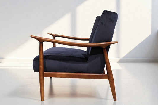 HLHF Curve Blue Velvet Accent Chair Accent Chairs Furniture Store Burlington Ontario Near Me