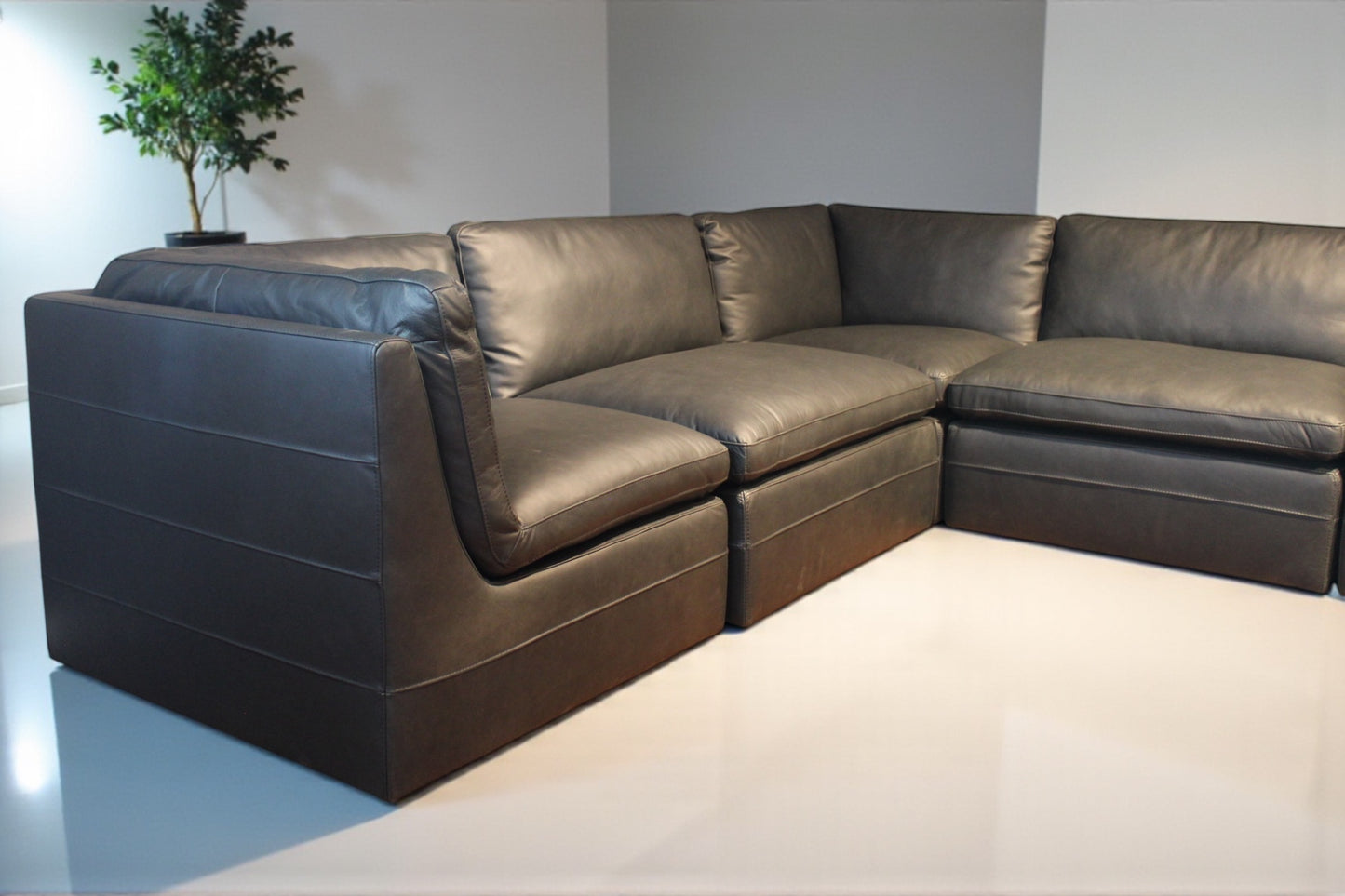 HLHF Volcano Gunpowder Leather Sectional Living Furniture Store Burlington Ontario Near Me