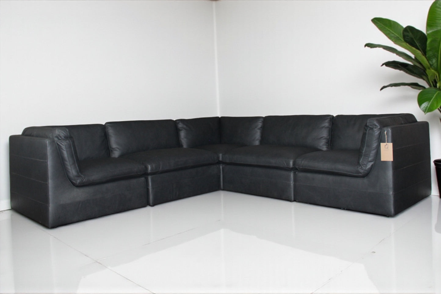 HLHF Volcano Gunpowder Leather Sectional Living Furniture Store Burlington Ontario Near Me