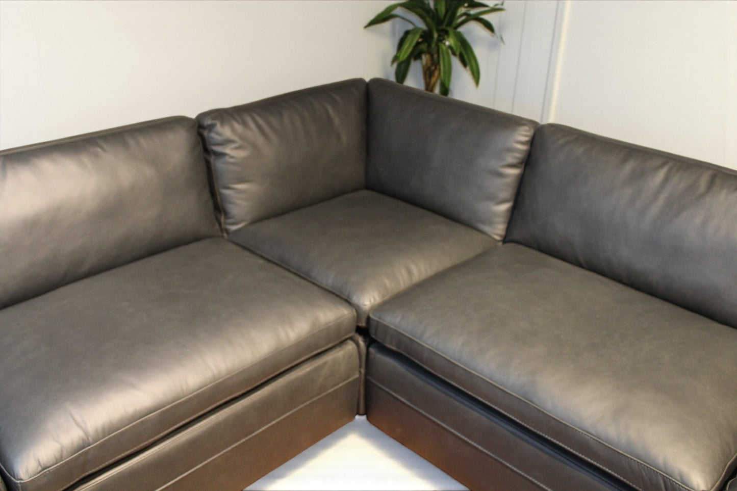 HLHF Volcano Gunpowder Leather Sectional Living Furniture Store Burlington Ontario Near Me