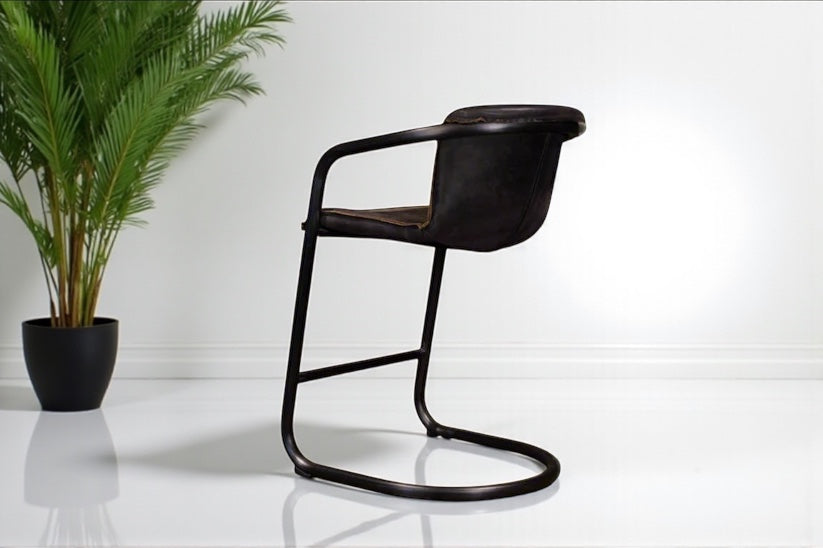 HLHF Aberdeen Stool - Ebony Leather Stools & Bars Furniture Store Burlington Ontario Near Me