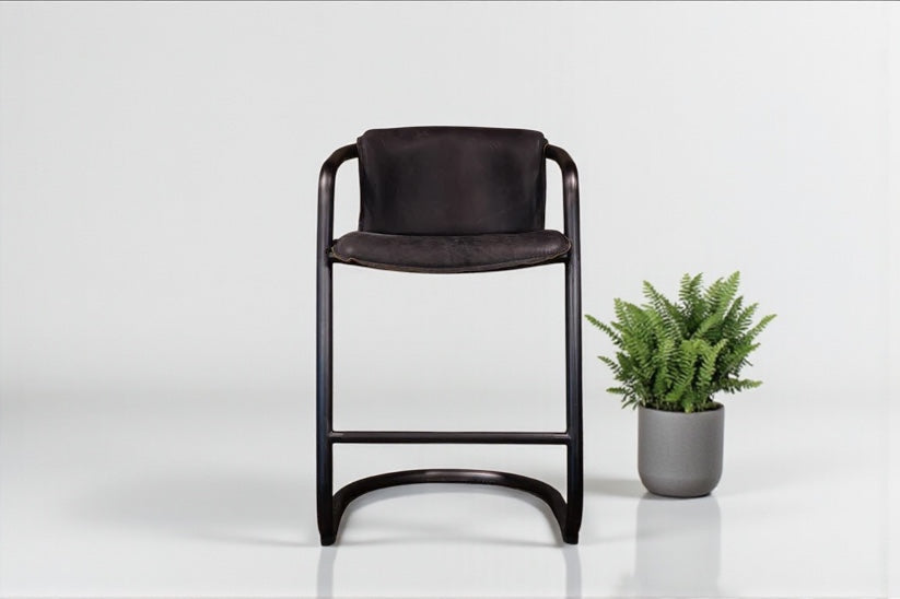 HLHF Aberdeen Stool - Ebony Leather Stools & Bars Furniture Store Burlington Ontario Near Me