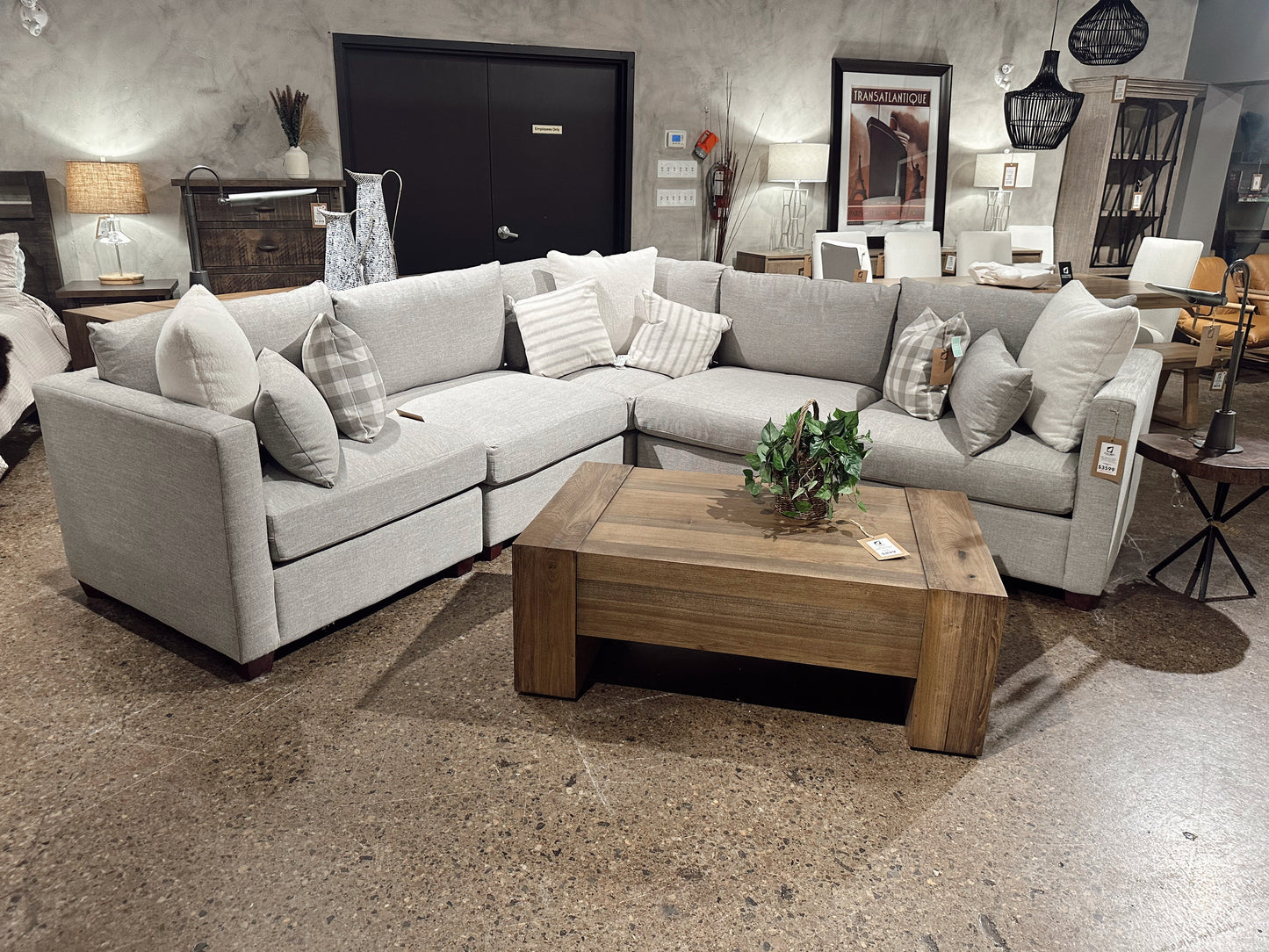 HLHF Newport Fabric Sectional - Hampstead Dove (Grey) Living Furniture Store Burlington Ontario Near Me