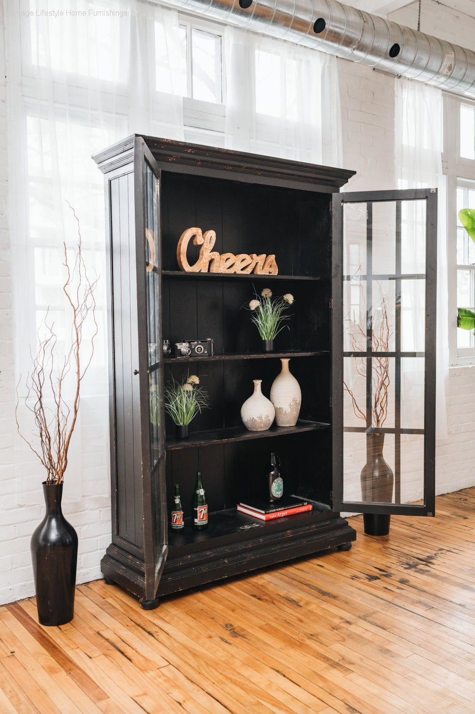 HLHF Baker Large Rustic Bookcase - Antique Black New Arrivals, Occasional, Office Furniture Store Burlington Ontario Near Me