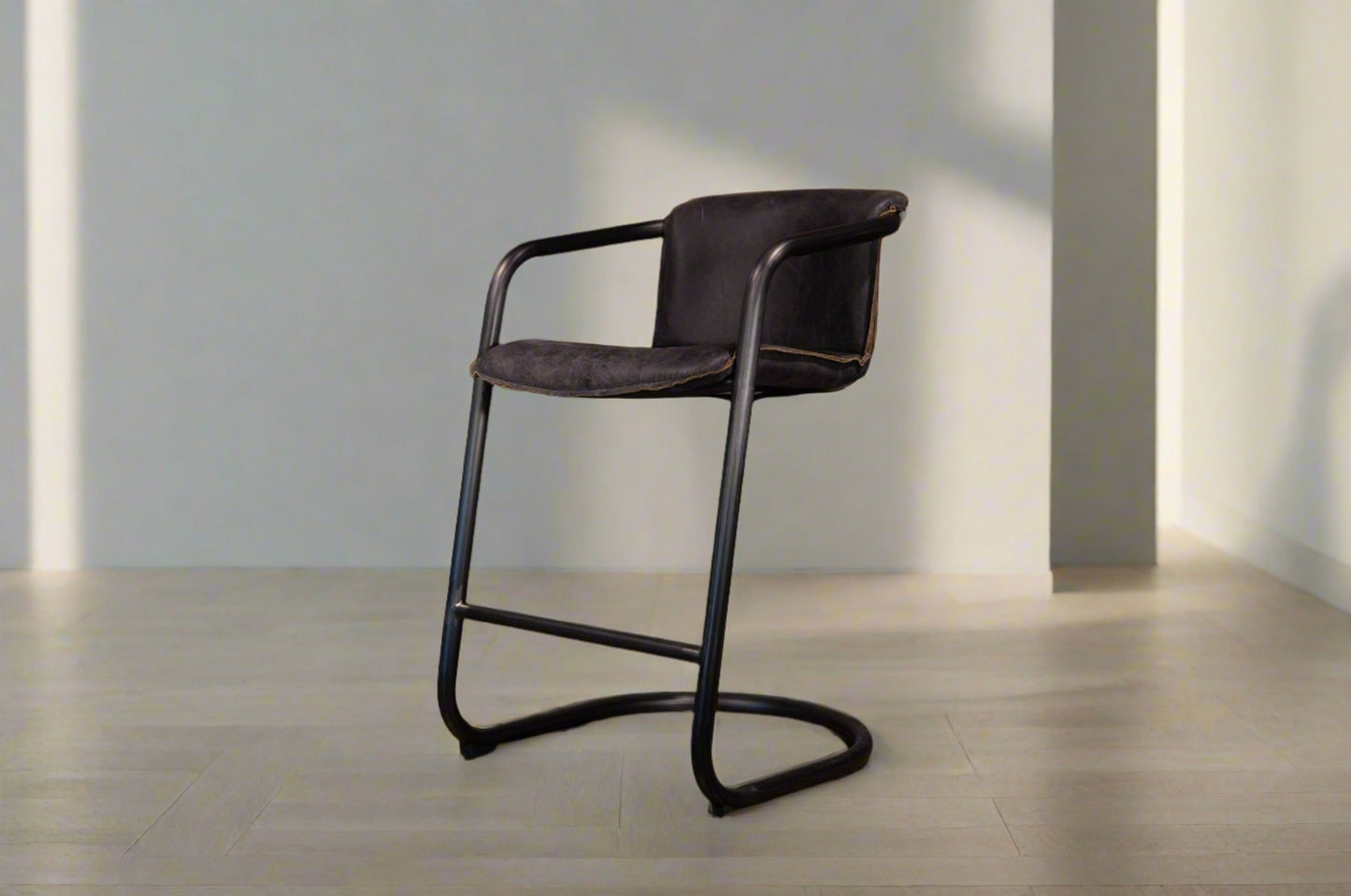 HLHF Aberdeen Stool - Ebony Leather Stools & Bars Furniture Store Burlington Ontario Near Me
