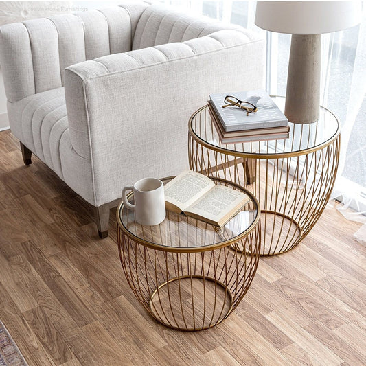 HLHF Cyclone Accent Table Set - Gold Occasional Furniture Store Burlington Ontario Near Me
