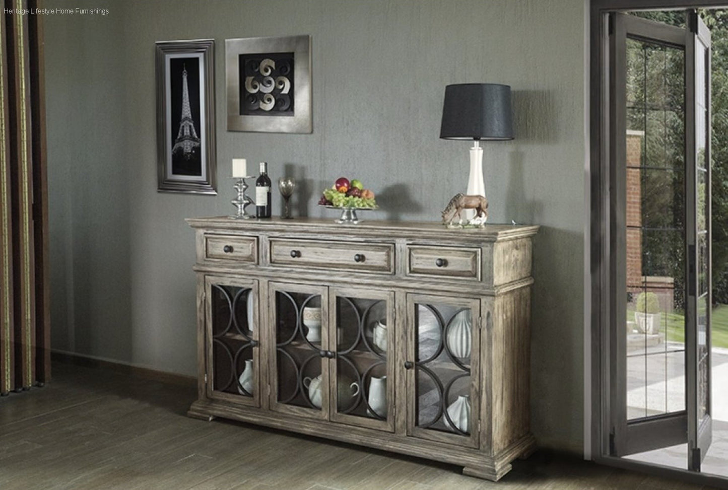 Solid Pine Grey Wash Sideboard Buffet Burlington Ontario