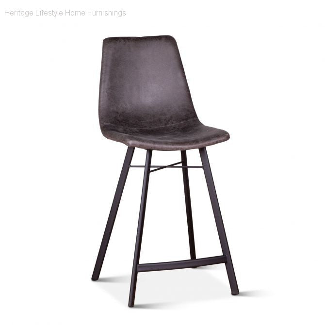 Stool - Sam Counter Stool - Charcoal Coated Fabric