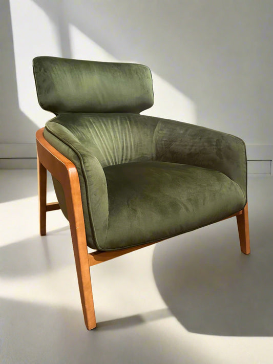 HLHF Bend Fabric Accent Chair - Green Velvet Accent Chairs, Living Furniture Store Burlington Ontario Near Me 