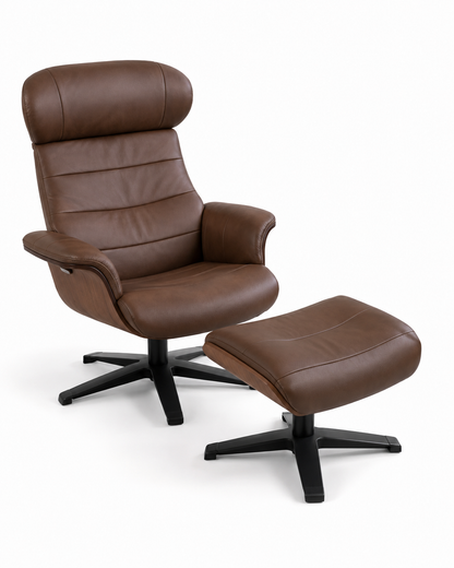 HLHF Arch Leather Lounge Accent Chair & Ottoman - Brown Accent Chairs Furniture Store Burlington Ontario Near Me 