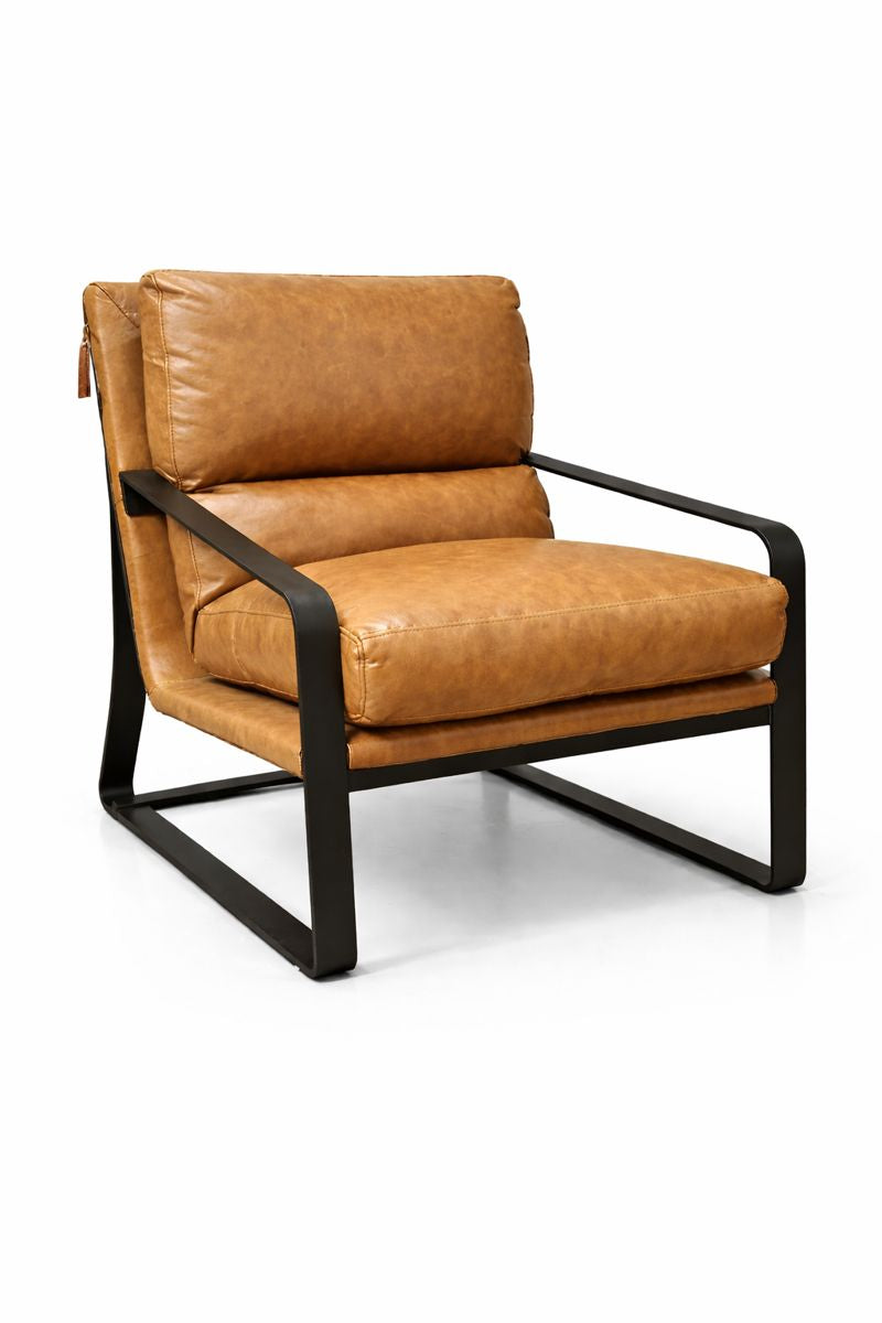 A1102-1(2A) Charcoal Brown Leather Accent Chair Burlington K Home