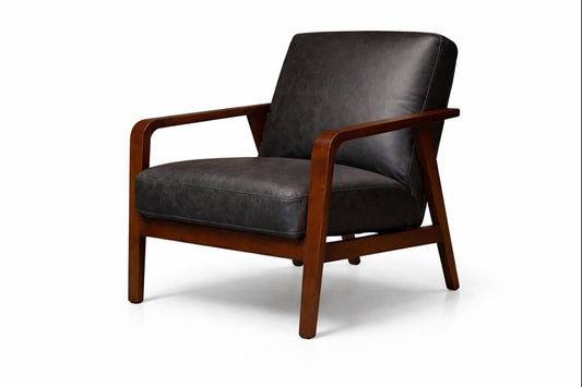 HLHF Edge Leather Accent Chair - Dark Charcoal Accent Chairs, Living Furniture Store Burlington Ontario Near Me 